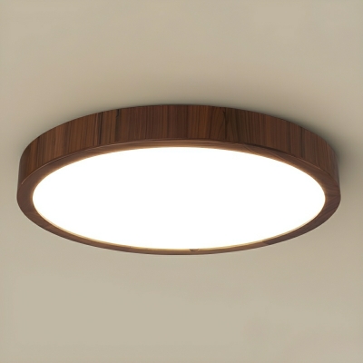 Modern Wood Flush Mount Ceiling Light with Acrylic Shade - LED Bulbs, 1 Light