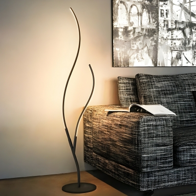 Sleek Modern Metallic Tree Floor Lamp with Foot Switch and LED Bulbs
