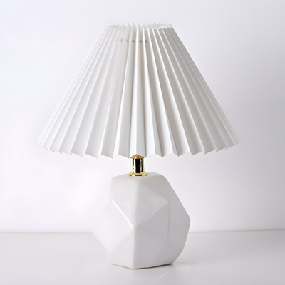 Touchable Ceramic Bedside Table Lamp with White Fabric Shade