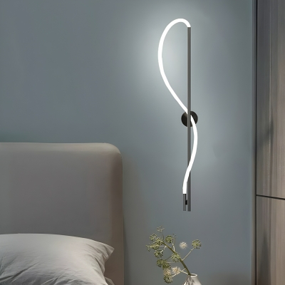 Black Metal Modern Hardwired Wall Lamp with Clear Shade and LED Bulbs