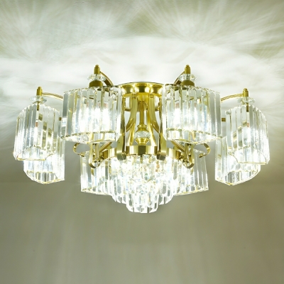 Elegant Semi-Flush Mount Crystal Pendant Light in Modern Style