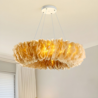 Feather Wheel Chandelier with 8 Lights and Adjustable Hanging Length in Modern Style