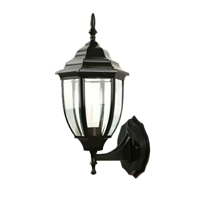 Industrial Metal Wall Sconce with Clear Glass Shade and LED Light Fixture for Outdoor