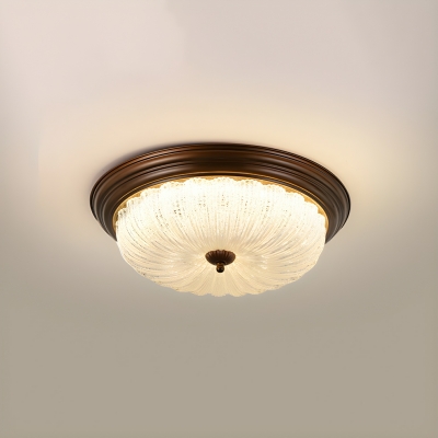 Modern Brown Flush Mount Ceiling Light with Clear Glass Shade and 3 Color Light