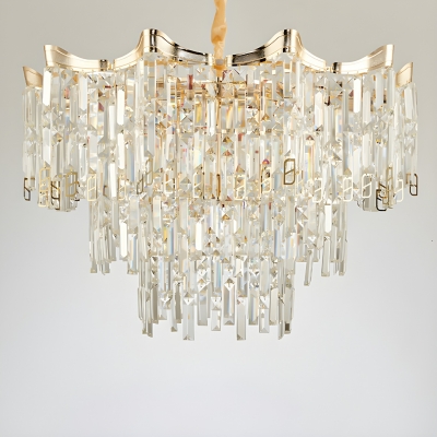 Modern Crystal Chandelier with Adjustable Hanging Length in Gold