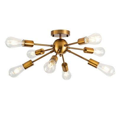 Modern Metallic Cylinder Shaped Chandelier with Height Not Adjustable for Residential Use