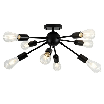 Modern Metallic Cylinder Shaped Chandelier with Height Not Adjustable for Residential Use