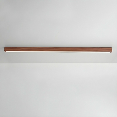 Modern Rectangular Wood Flush Mount Ceiling Light with Acrylic Shade and LED Bulbs
