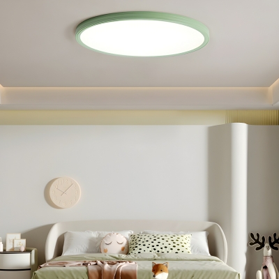 Modish Metal LED Circle Flush Mount Ceiling Light with White Shade