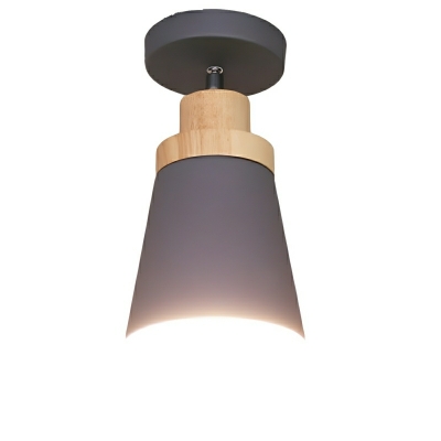 Geometric Iron Semi-Flush Mount Ceiling Light with Downward Shade for Residential Use