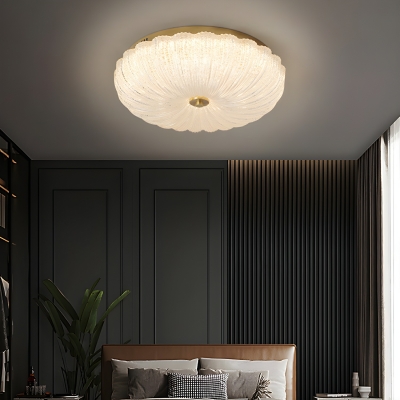 Golden Steel LED Ceiling Light with Clear Glass Shade for Modern Home Decor