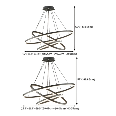 Modern Metal Chandelier with Adjustable Hanging Length and LED Bulbs