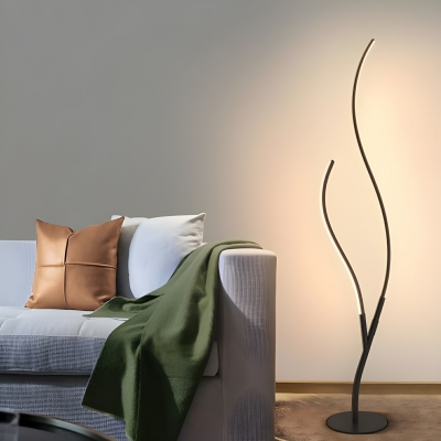 Sleek Modern Metallic Tree Floor Lamp with Foot Switch and LED Bulbs