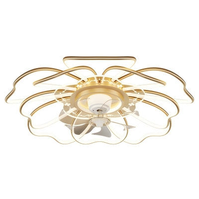 Stepless Dimming Golden Ceiling Fan with Clear Plastic Blades and Remote Control