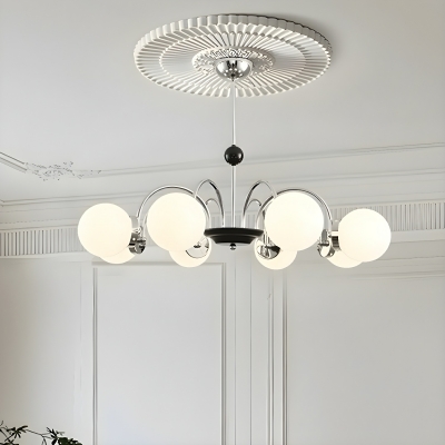 White Glass Globe Chandelier with Modern LED Lighting for Residential Use