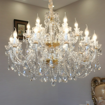 Elegant Crystal Candelabra Chandelier with Adjustable Hanging Length
