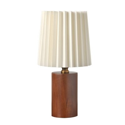 Elegant Wood Modern Table Lamp with White Fabric Barrel Shade for Beautiful Ambiance