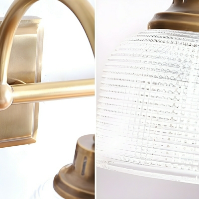 Industrial Brass Vanity Light with Prismatic Glass Shade & Warm LED Lighting