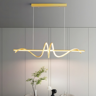 Modern 1-Light Metal Island Light, LED Compatible with Adjustable Hanging