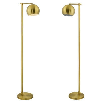 Modern Gold Floor Lamp with Antique Brass Dome Shade and Foot Switch