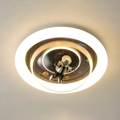 Modern Kids LED Flush Mount Ceiling Light with White Acrylic Shade