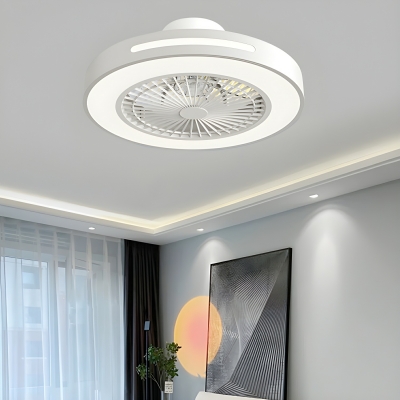 Modern Metal Ceiling Fan with Stepless Dimming Remote Control - Flush mount Design