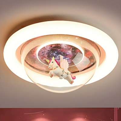 Stylish Metal Flush Mount LED Bulb Ceiling Light for Kids, Third Gear Color Temperature