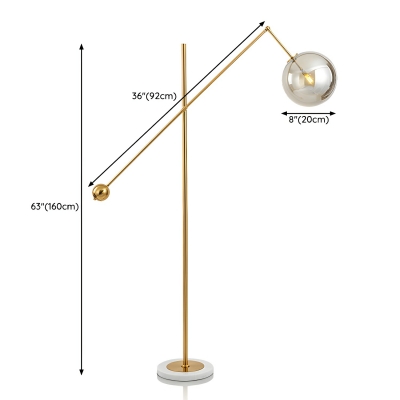 Elegant Gold Globe Floor Lamp Modern LED Lighting, Adjustable Height