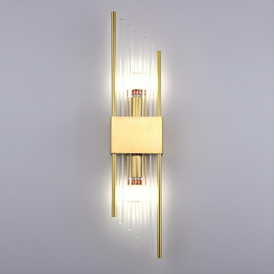 Elegant Modern Metal 2-Light Wall Sconce with Crystal Shades