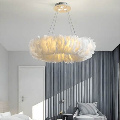 Feather Wheel Chandelier with 8 Lights and Adjustable Hanging Length in Modern Style