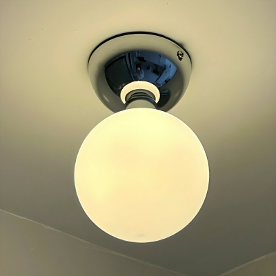 Modern Bi-Pin Semi-Flush Mount Ceiling Light with White Glass Shade