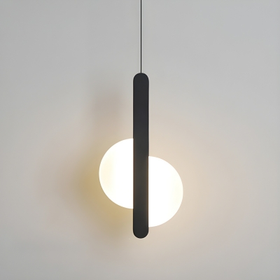 Modern Black Metal Pendant Light with Hanging Cord and White Acrylic Shade