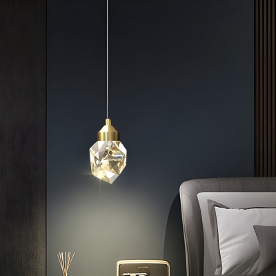 Modern Crystal Pendant Light with LED Bulb and Clear Hanging Shade