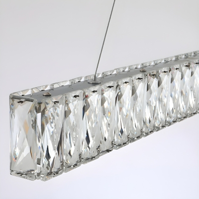 Modern Crystal Rectangular LED Island Light with Clear Shade