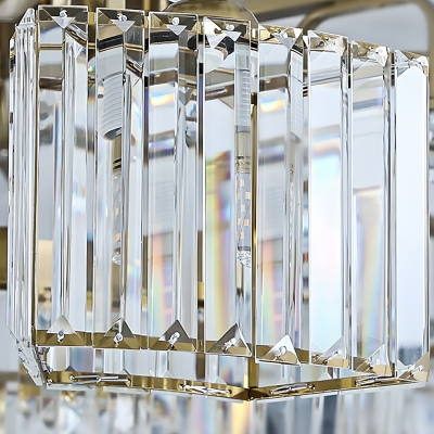 Modern Gold Geometric Semi-Flush Mount Ceiling Light with Crystal Shade