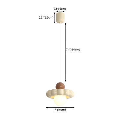Modern LED Bulb Pendant with Ivory/Cream Shade, Adjustable Hanging Length, and Resin Material