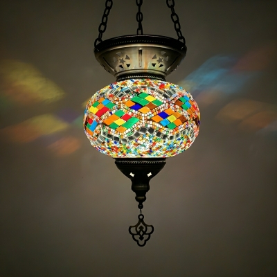 Tiffany Style Stained Glass Pendant Light with Adjustable Hanging Length and LED Bulb Maximum