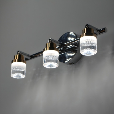 Elegant Crystal Integrated LED Vanity Light in Black Metal Finish, 3-Light