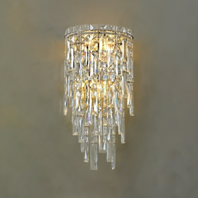 Elegant Hardwired Modern Crystal Wall Sconce with Clear Shade