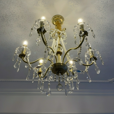 Elegant Metal Candelabra Chandelier with 8 Crystal Lights and Adjustable Hanging Length