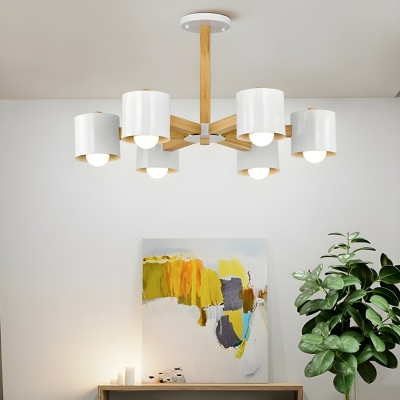 Elegant White Glass Modern Wood Handing Light for Residential Use