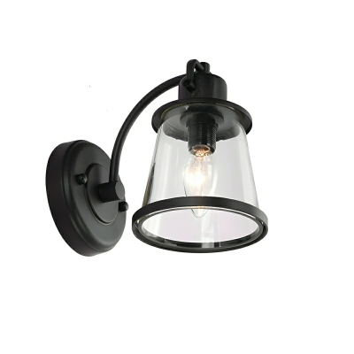 Industrial Black 1-Light Wall Lamp with Clear Glass Shade for Residential Use