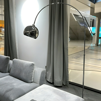 Modern Adjustable Height Floor Lamp with Unique Silver Drum Shade and Warm Light