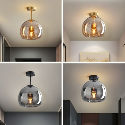 Modern LED Flush Mount Ceiling Light with Clear Glass Shade for Residential Use