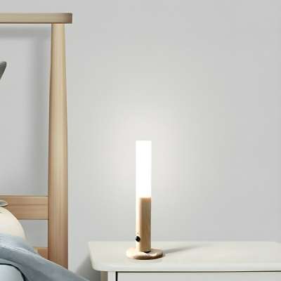 Rechargeable Modern Wooden Wall Lamp with Warm White Frosted Glass Shade