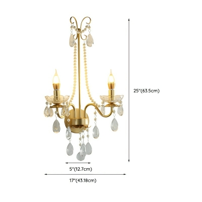 Attractive Modern Crystal Wall Sconce with Clear Glass Lights in a Hardwired Metal Construction