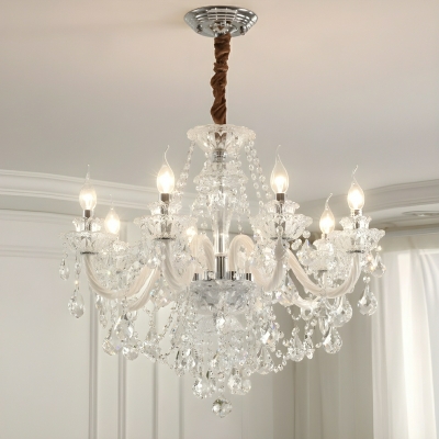 Elegant Crystal Chandelier with Adjustable Hanging Length for Residential Use