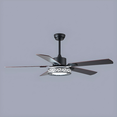 Modern Black Metal Ceiling Fan with Dimmable Light and Remote Control