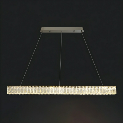 Modern Chrome Crystal Island Light with Adjustable Hanging Length