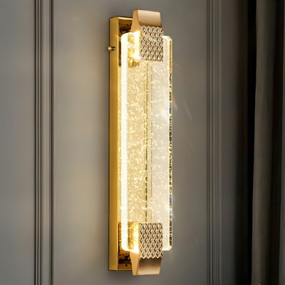 Modern Gold LED Wall Sconce with Clear Shade and Hardwired Power Source